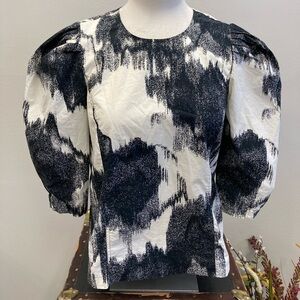 Just Female Black and White Abstract Print Blouse